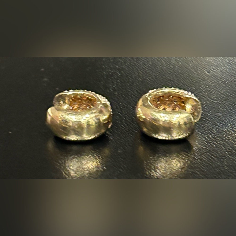 18 Karat Gold and Pave Diamond Huggie Earrings - Picture 7 of 13